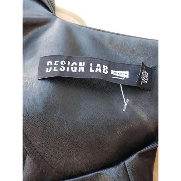 Design Lab Faux Leather Top Black Detailed Hem XS - Picture 6 of 7